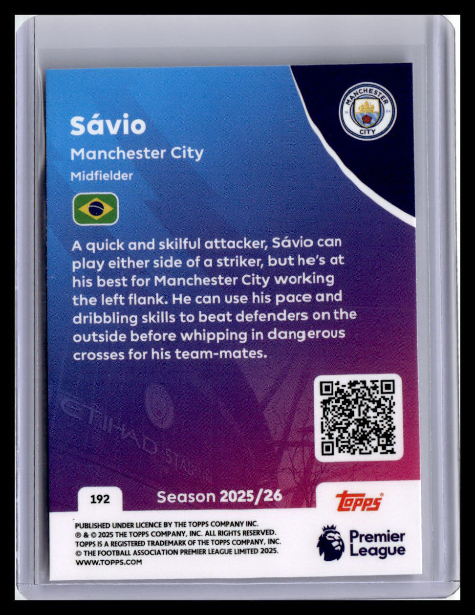 2025-26 Topps Premier League #192 Sávio