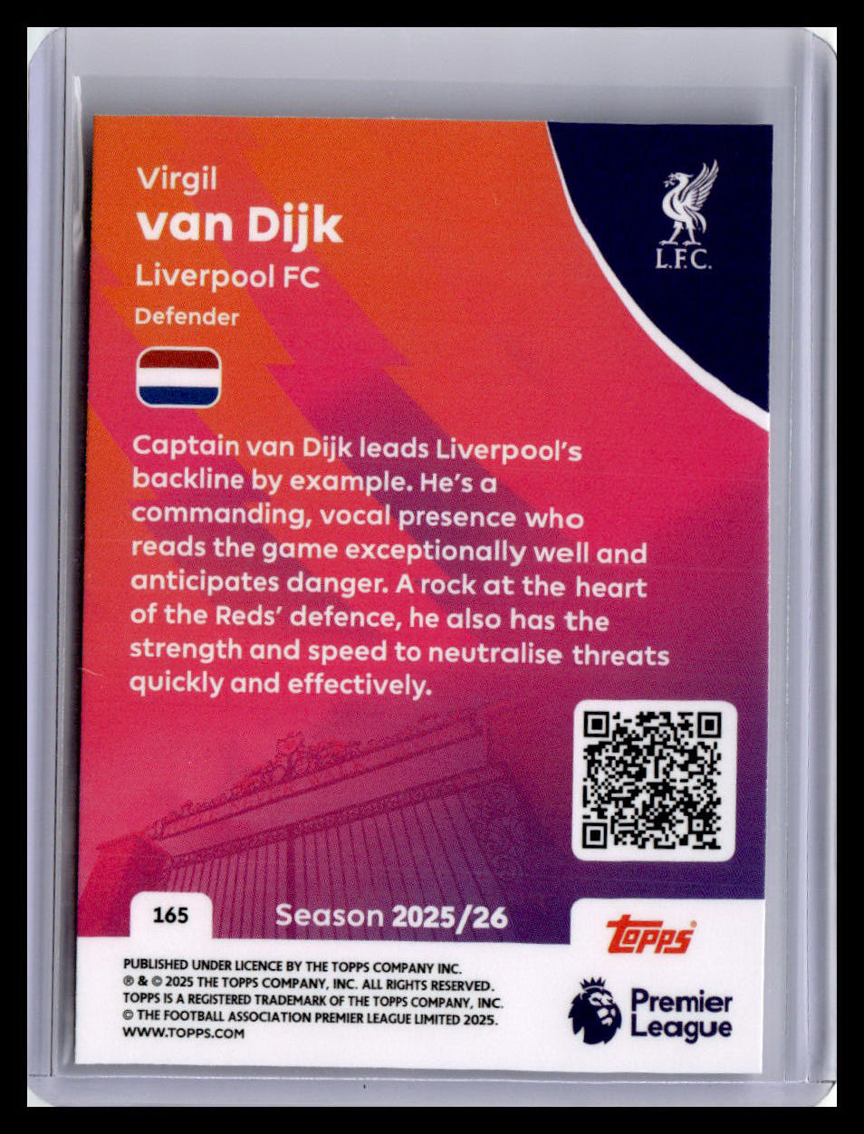 2025-26 Topps Premier League #165 Virgil van Dijk