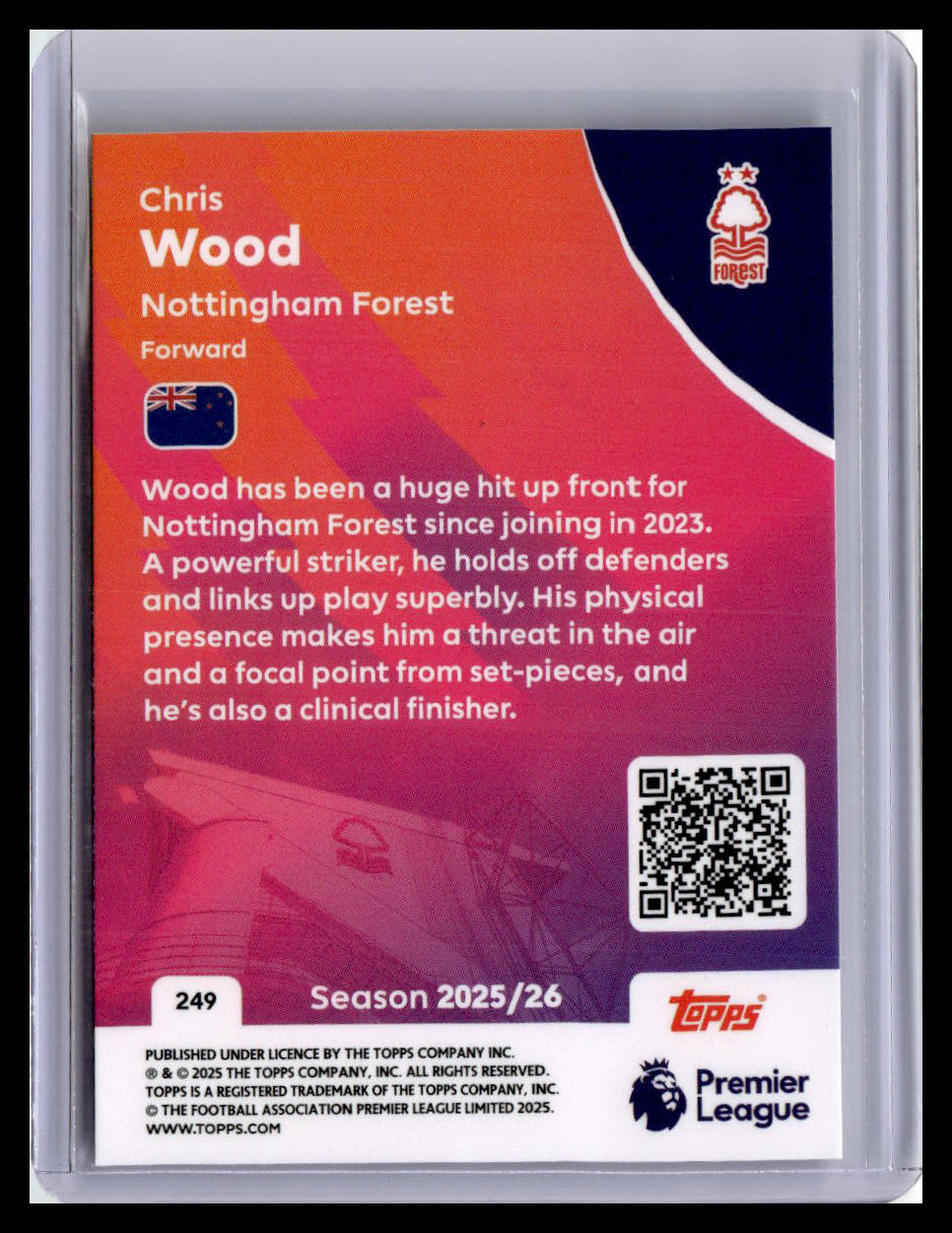 2025-26 Topps Premier League #249 Chris Wood