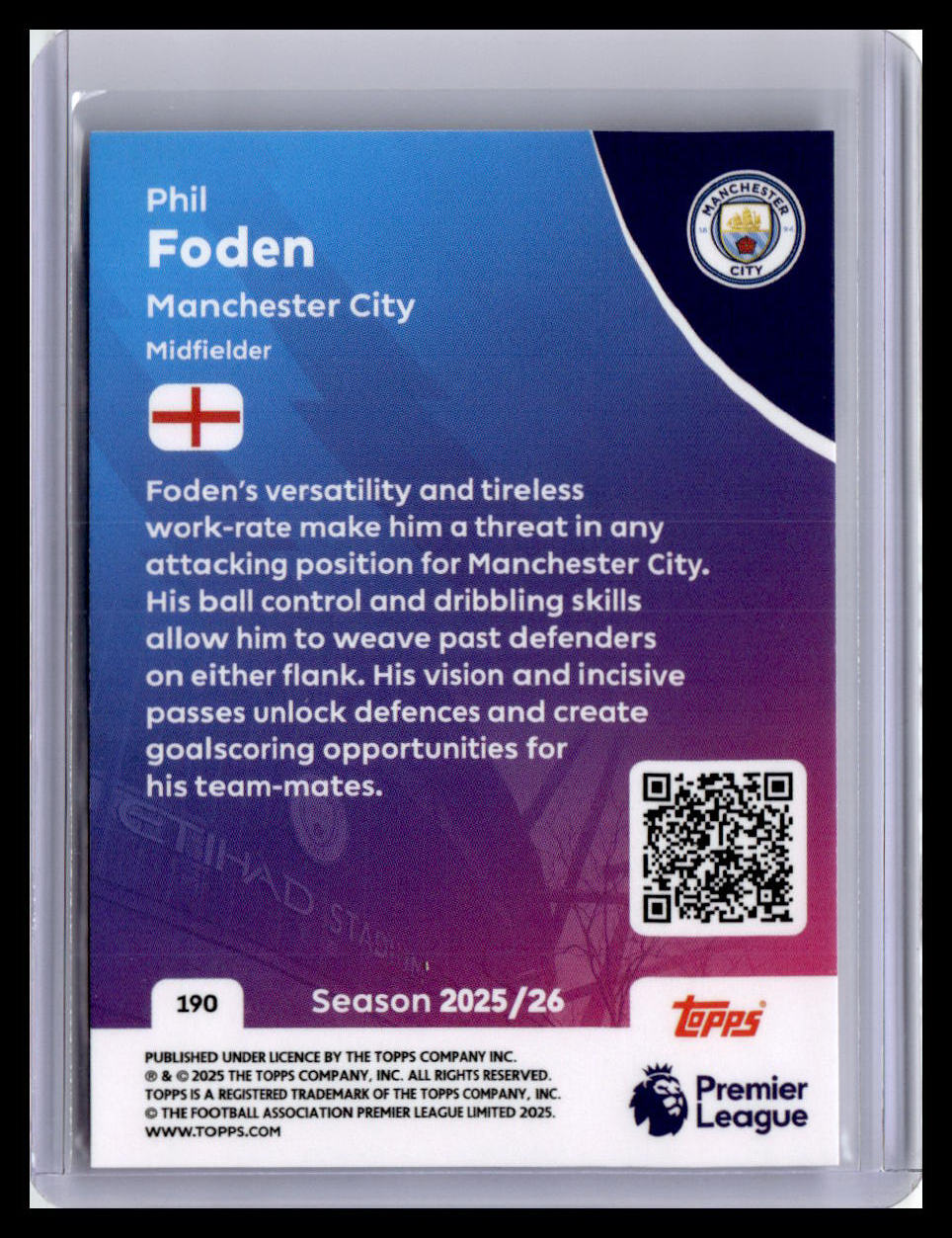 2025-26 Topps Premier League #190 Phil Foden