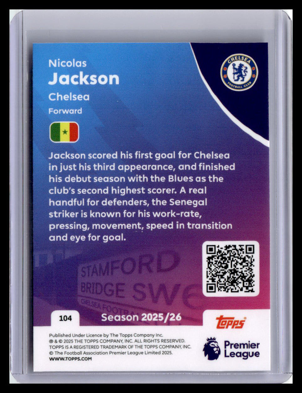 2025-26 Topps Premier League #104 Nicolas Jackson