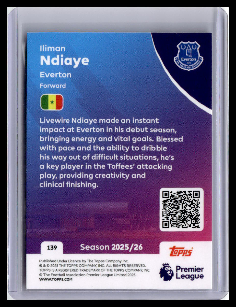 2025-26 Topps Premier League #139 Iliman Ndiaye
