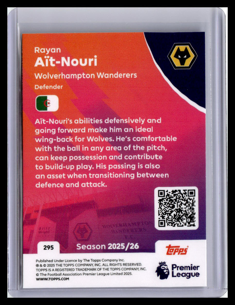 2025-26 Topps Premier League #295 Rayan Aït-Nouri