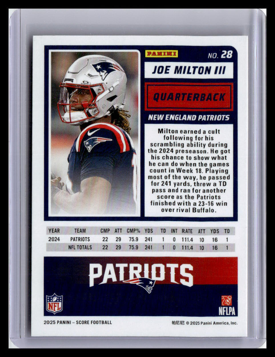 2025 Score-A-Treat #28 Joe Milton III