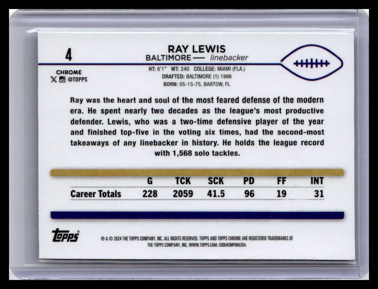 2024 Topps Chrome #4 Ray Lewis