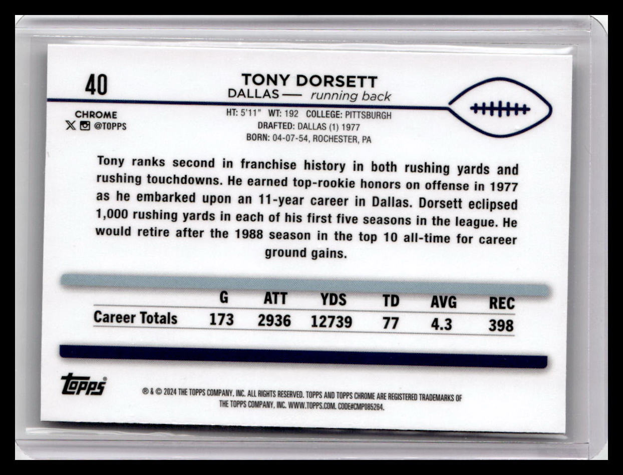 2024 Topps Chrome #40 Tony Dorsett