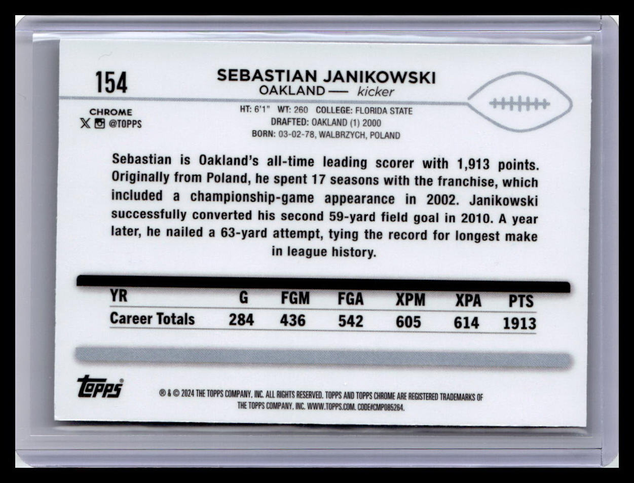 2024 Topps Chrome #154 Sebastian Janikowski