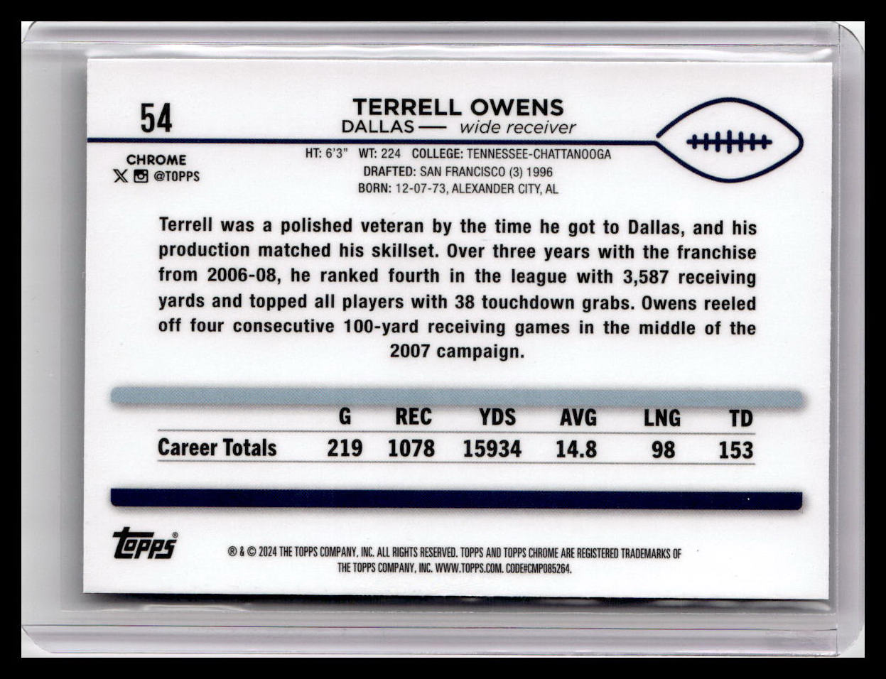 2024 Topps Chrome #54 Terrell Owens
