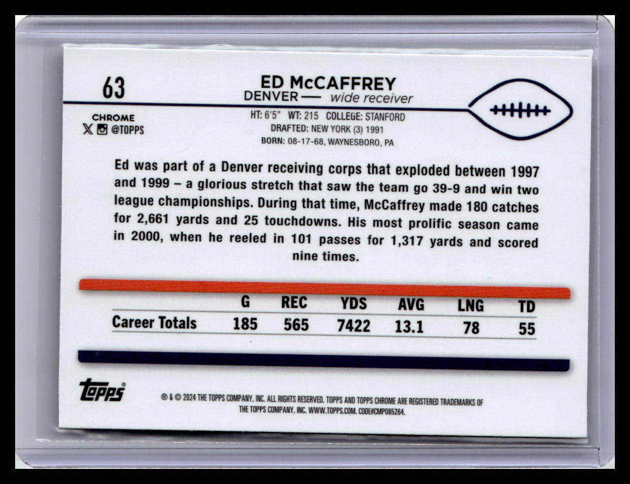 2024 Topps Chrome #63 Ed McCaffrey