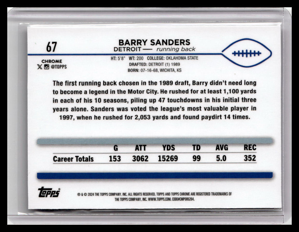 2024 Topps Chrome #67 Barry Sanders