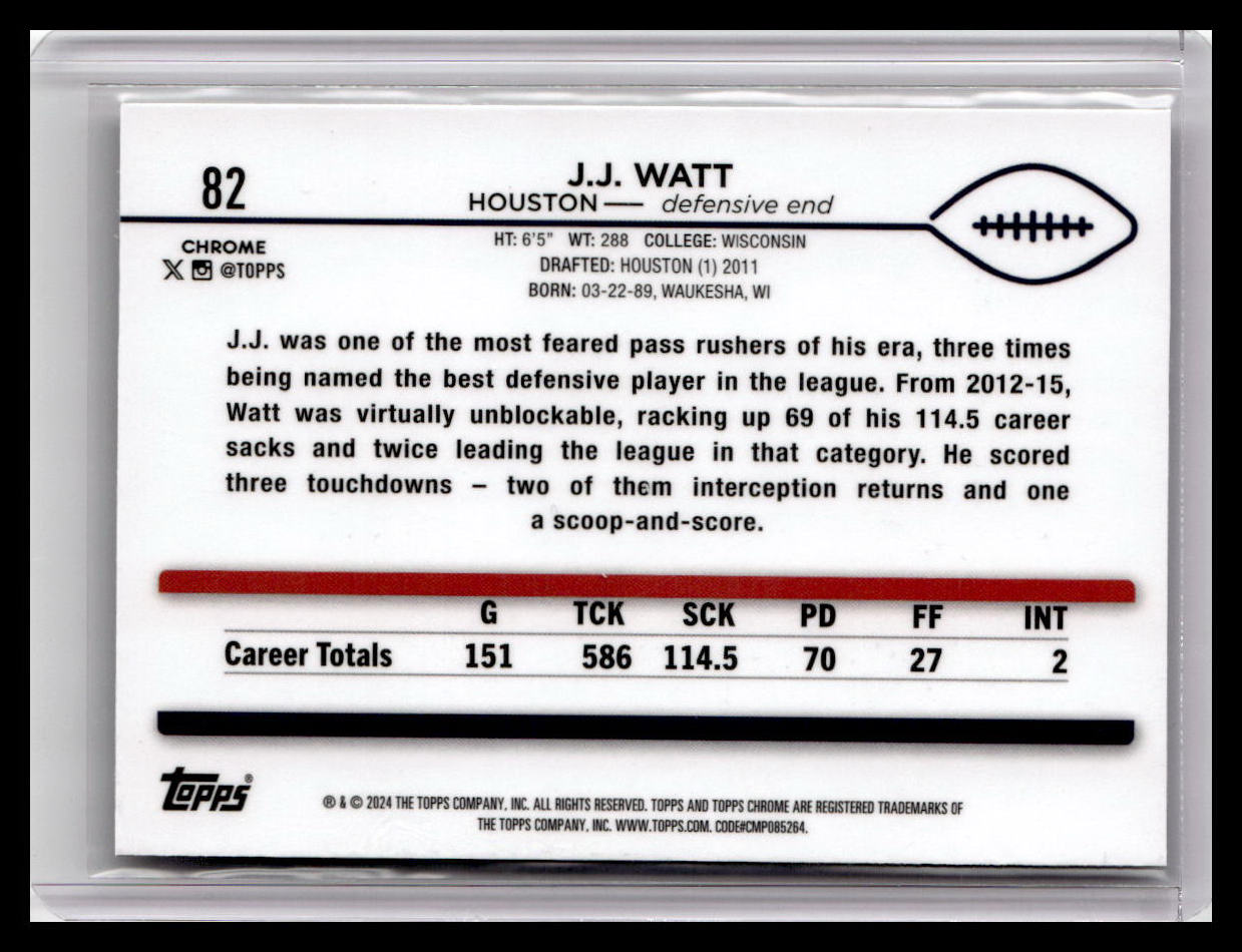 2024 Topps Chrome #82 J.J. Watt