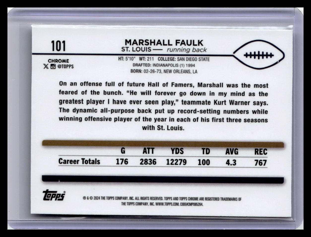 2024 Topps Chrome #101 Marshall Faulk