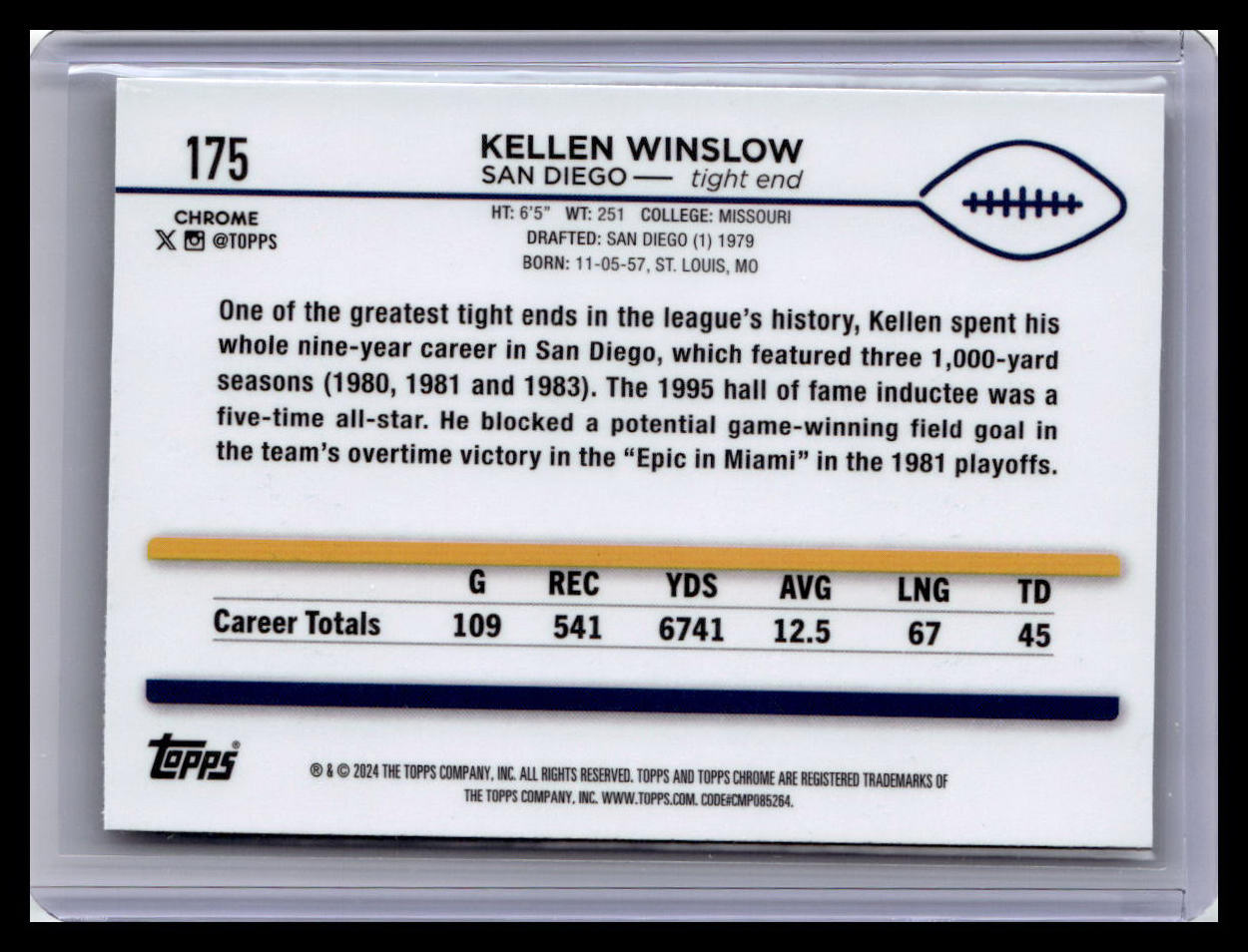 2024 Topps Chrome #175 Kellen Winslow