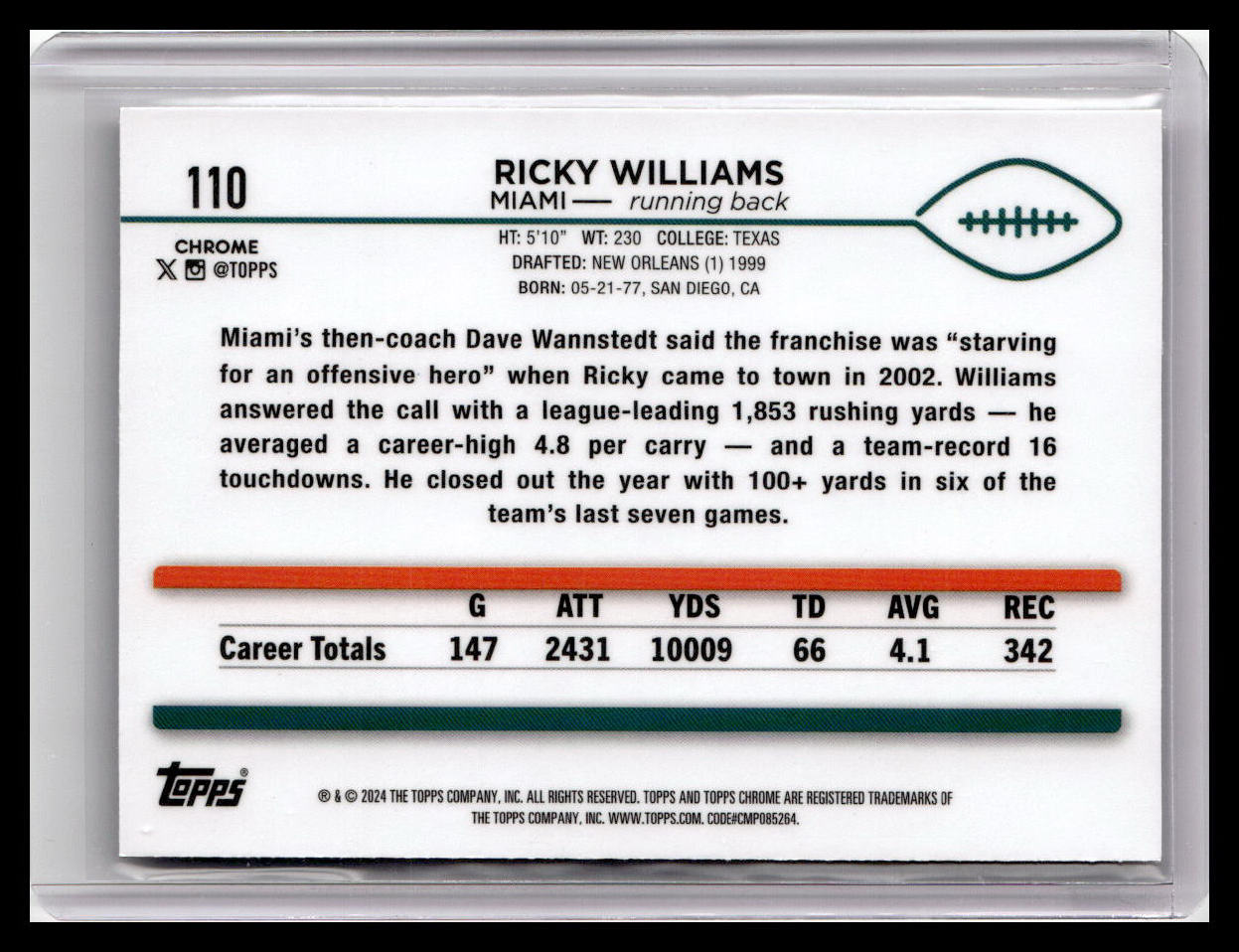 2024 Topps Chrome #110 Ricky Williams