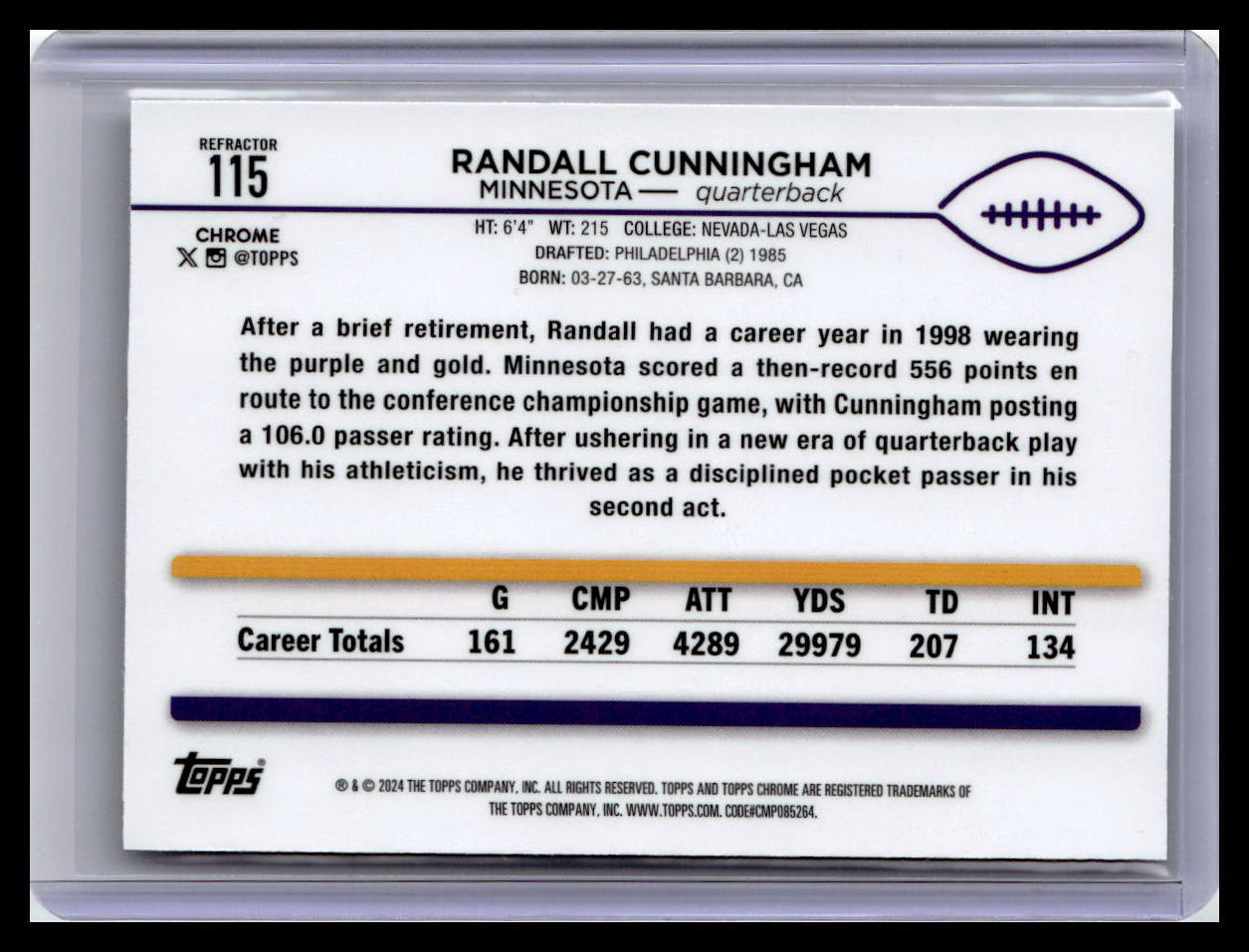 2024 Topps Chrome #115 Randall Cunningham