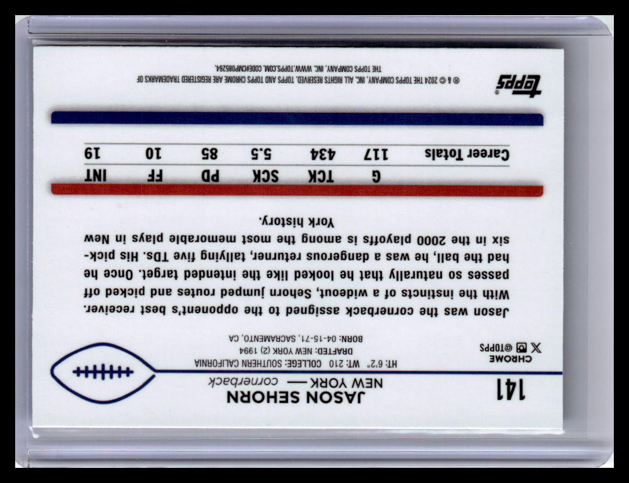 2024 Topps Chrome #141 Jason Sehorn