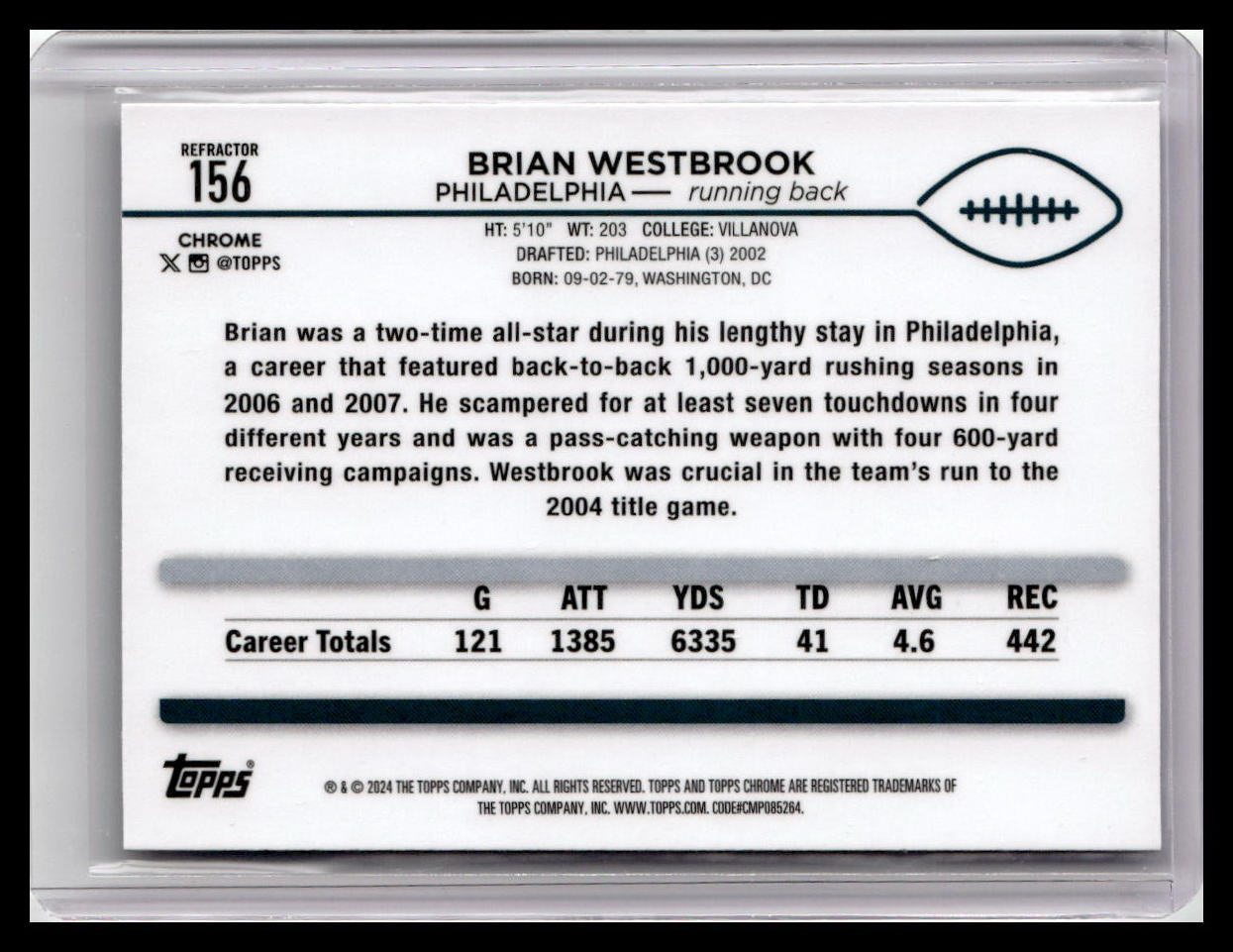 2024 Topps Chrome #156 Brian Westbrook