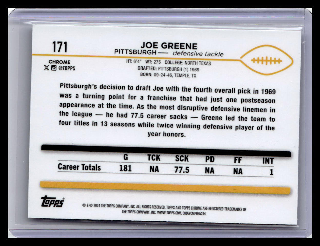2024 Topps Chrome #171 Joe Greene