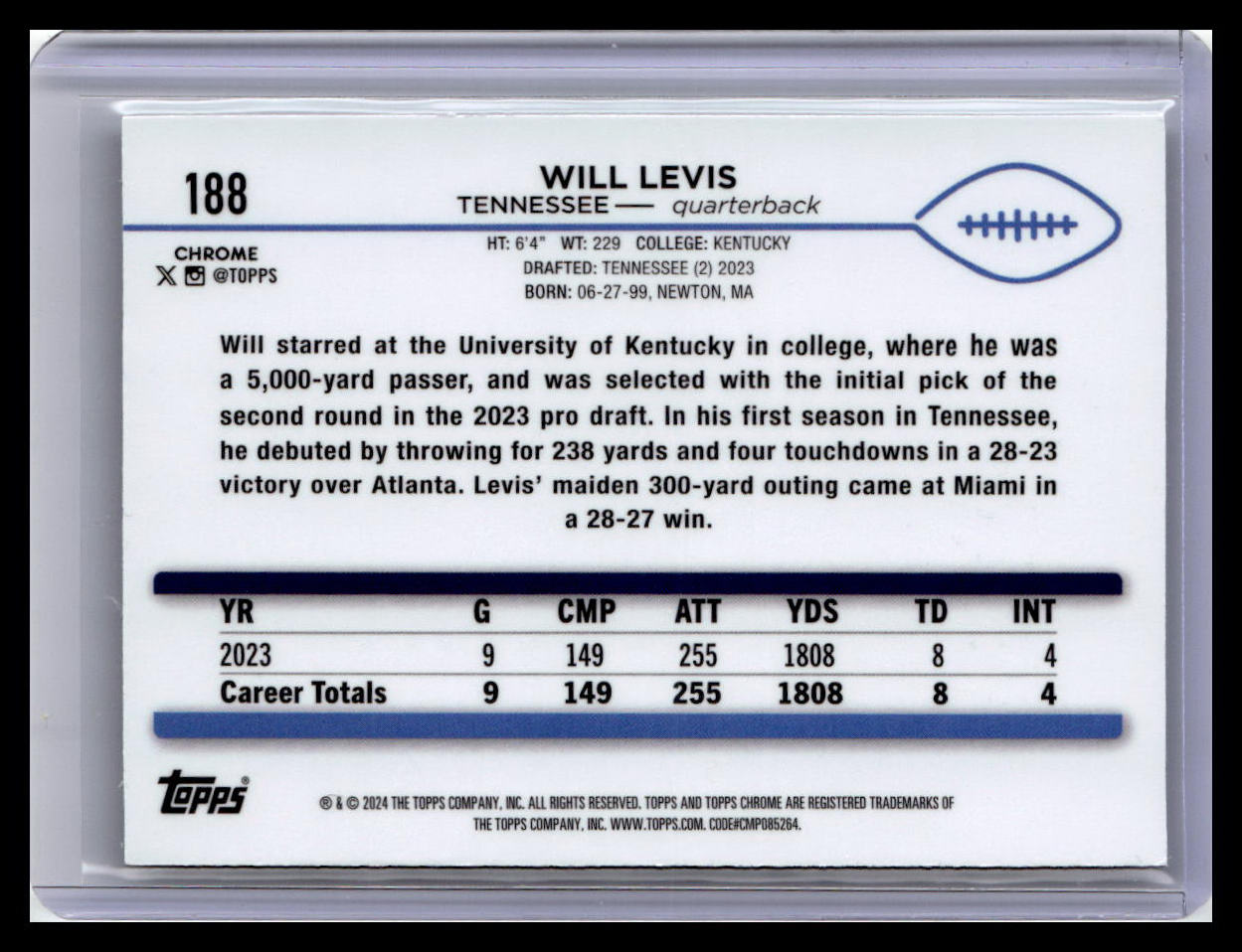 2024 Topps Chrome #188 Will Levis