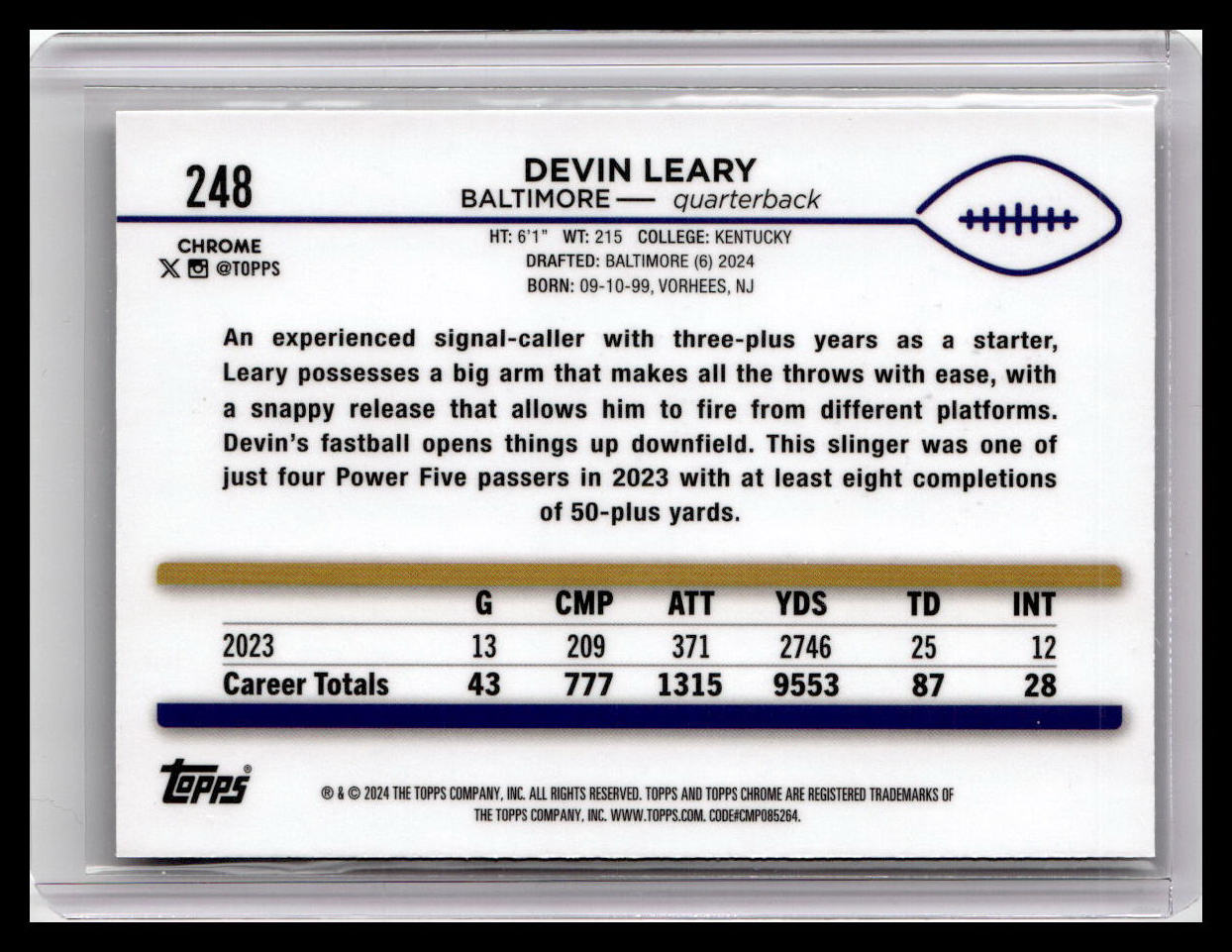 2024 Topps Chrome #248 Devin Leary