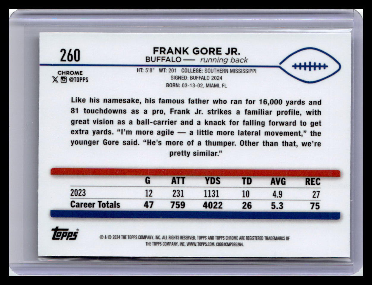 2024 Topps Chrome #260 Frank Gore Jr.