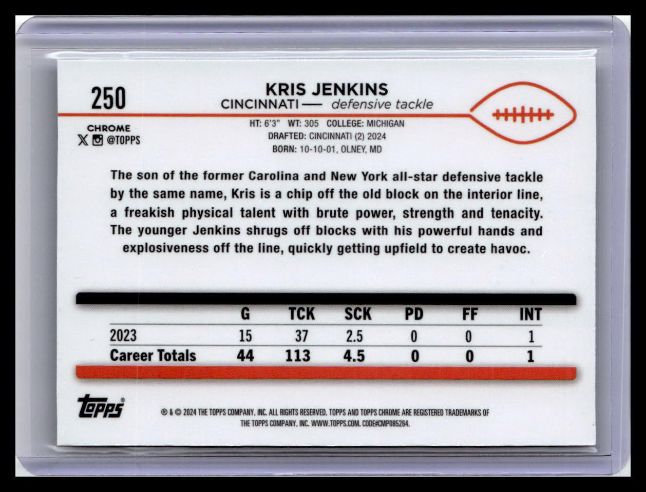 2024 Topps Chrome #250 Kris Jenkins