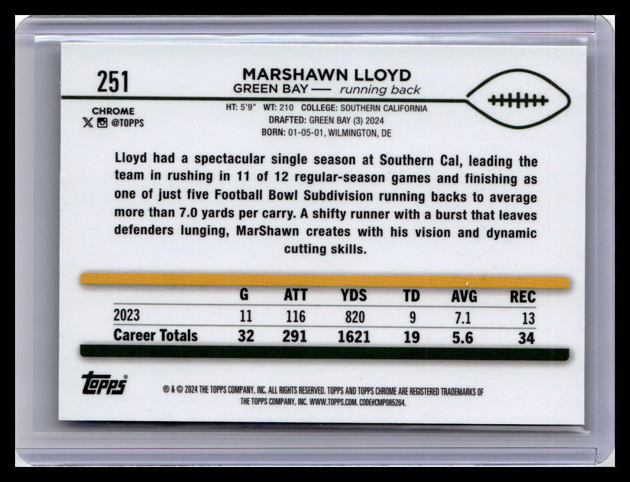 2024 Topps Chrome #251 MarShawn Lloyd