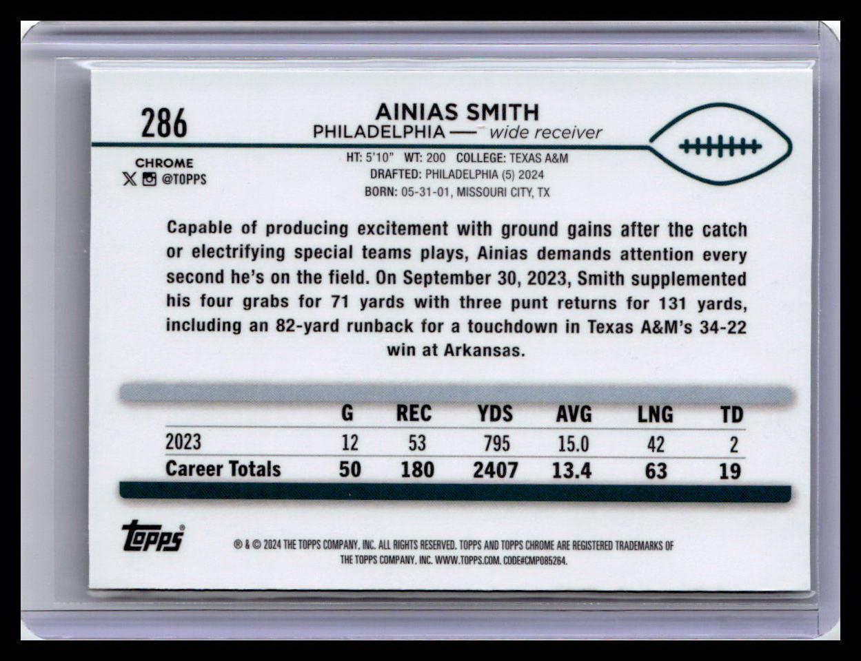 2024 Topps Chrome #286 Ainias Smith