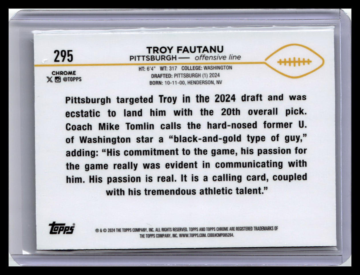 2024 Topps Chrome #295 Troy Fautanu