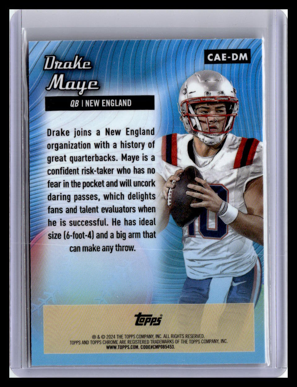 2024 Topps Chrome #CAE-DM Drake Maye Chrome All-Etch Pink Refractor