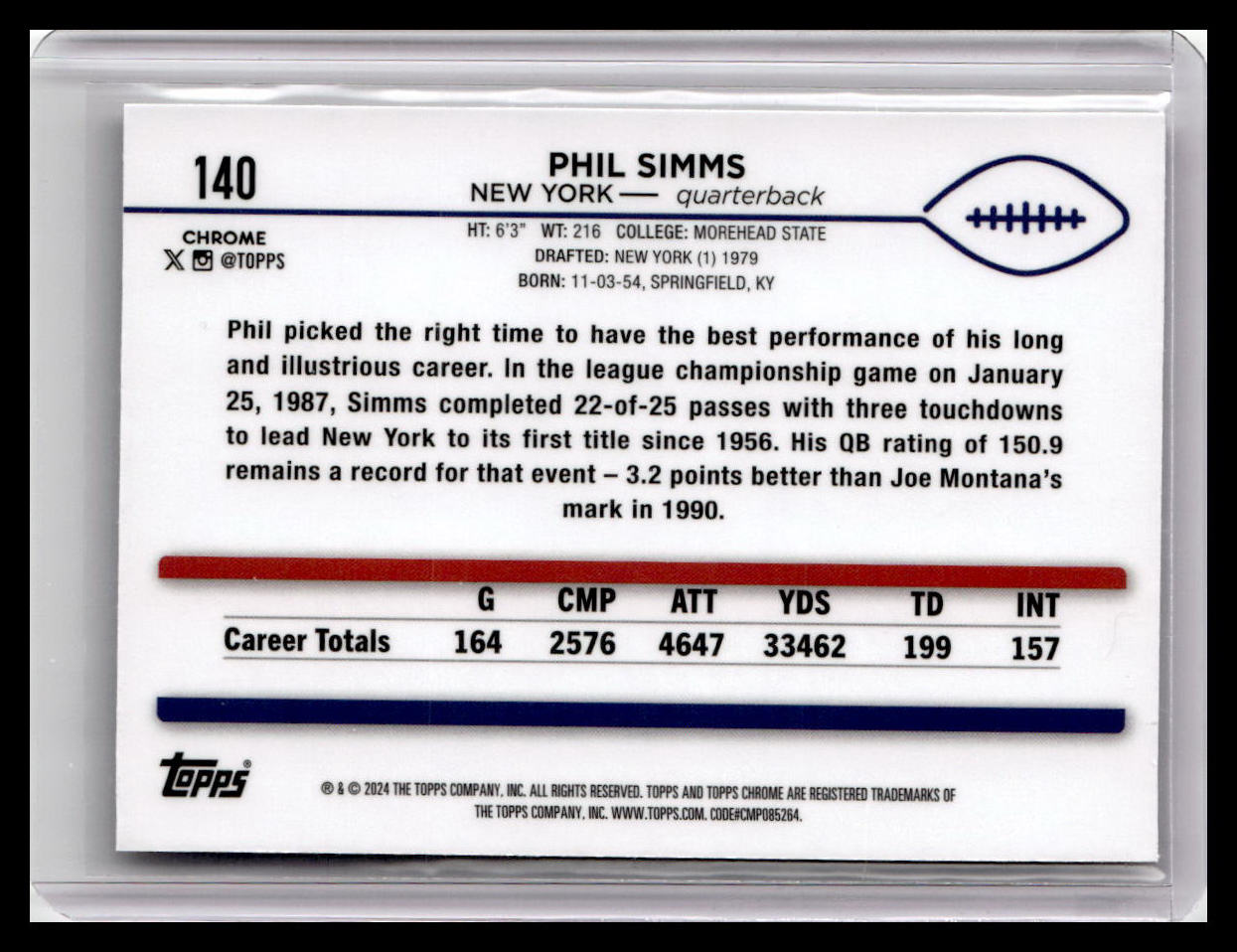2024 Topps Chrome #140 Phil Simms Prism Refractor