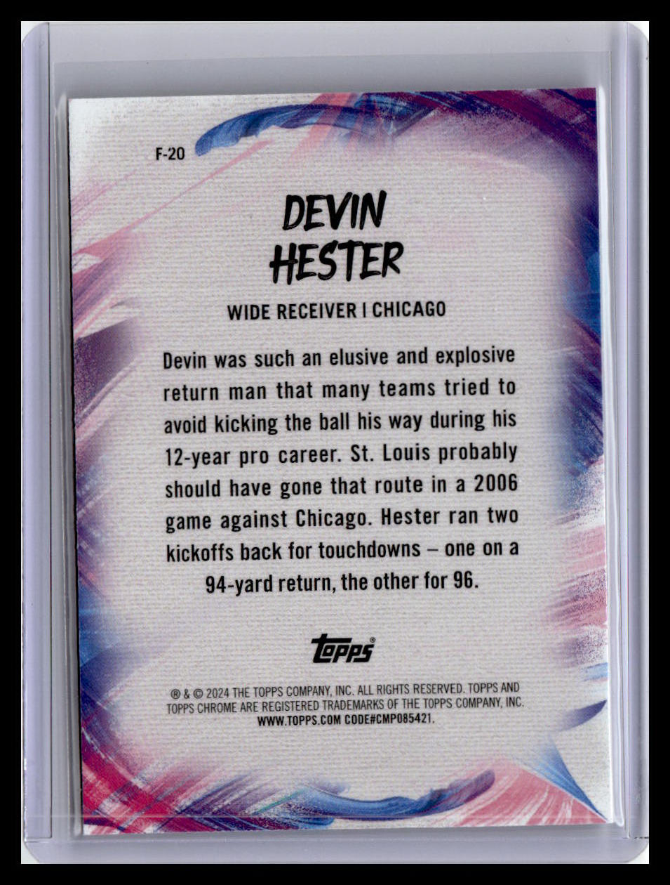 2024 Topps Chrome #F-20 Devin Hester Finesse