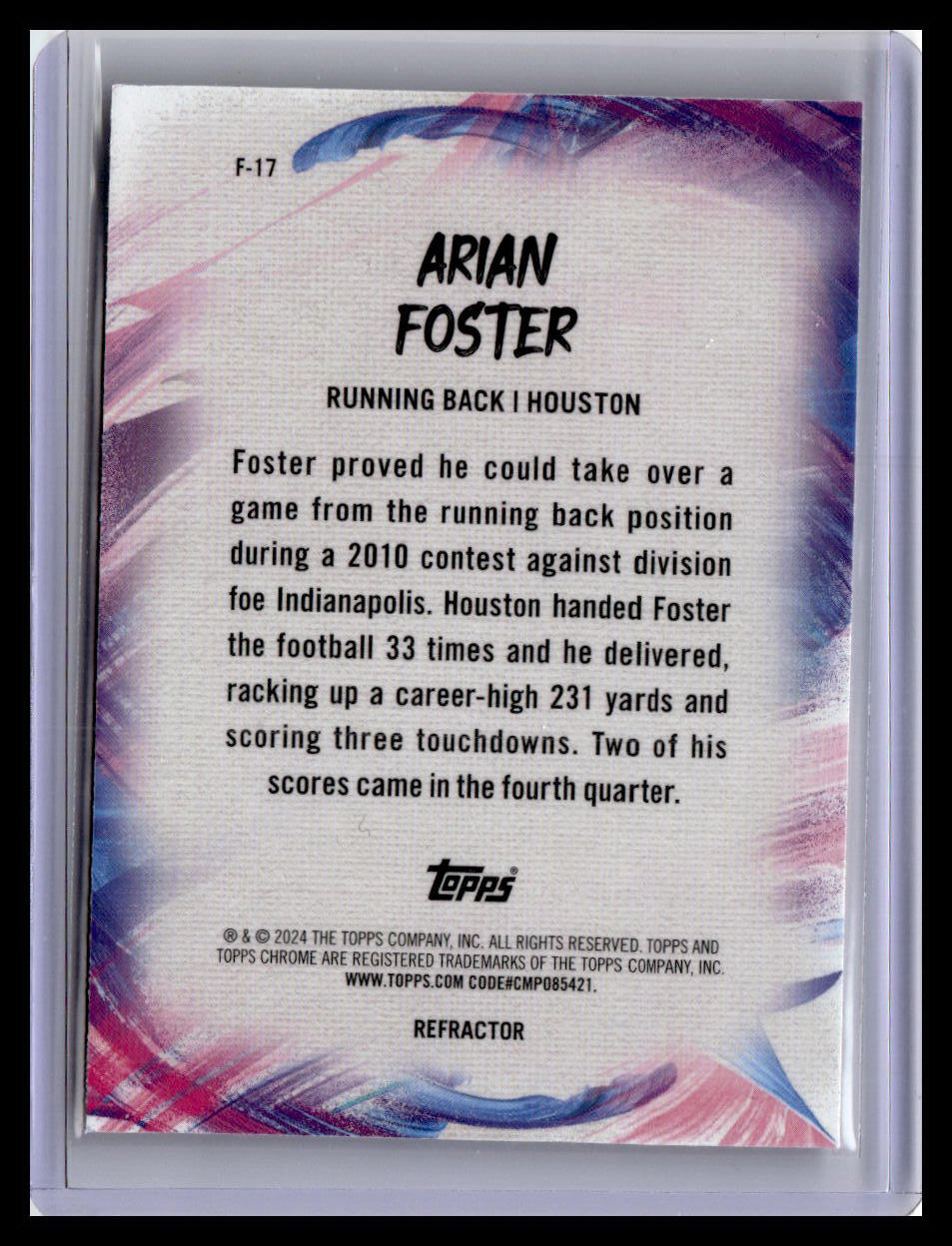 2024 Topps Chrome #F-17 Arian Foster Finesse