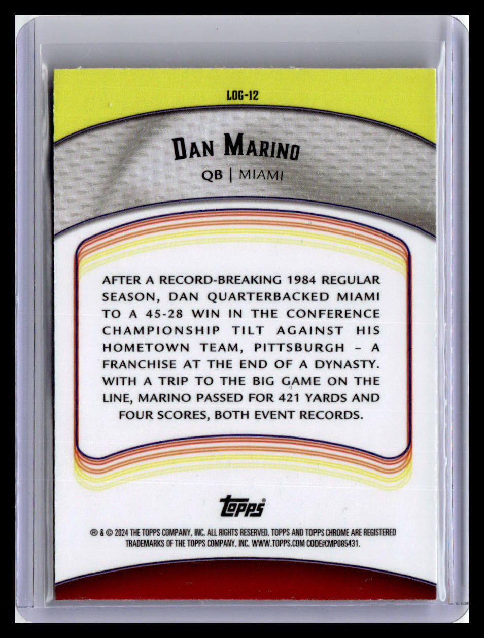 2024 Topps Chrome #LOG-12 Dan Marino Legends of the Gridiron