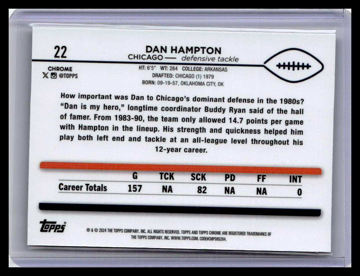2024 Topps Chrome #22 Dan Hampton X-Fractor