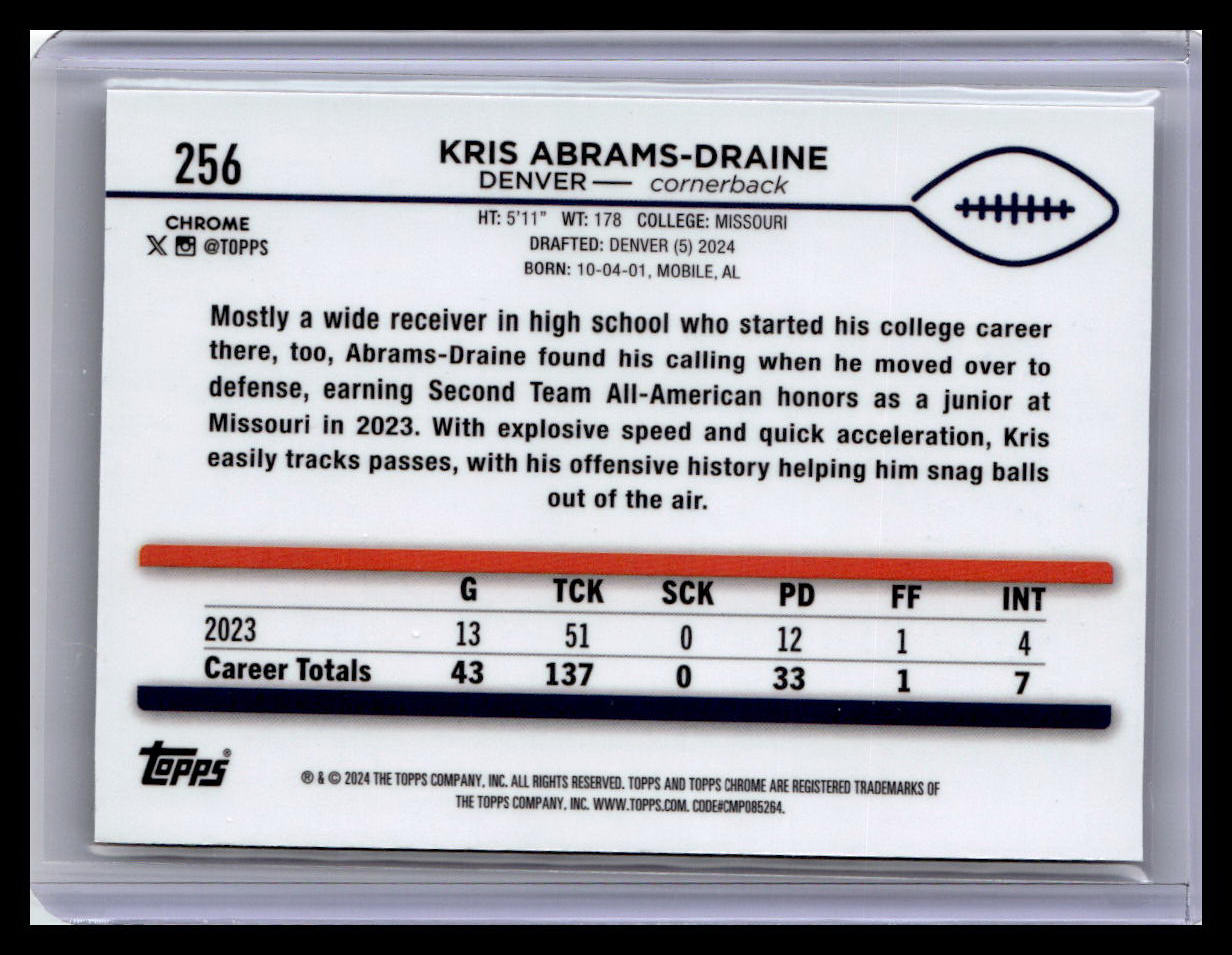 2024 Topps Chrome #256 Kris Abrams-Draine X-Fractor