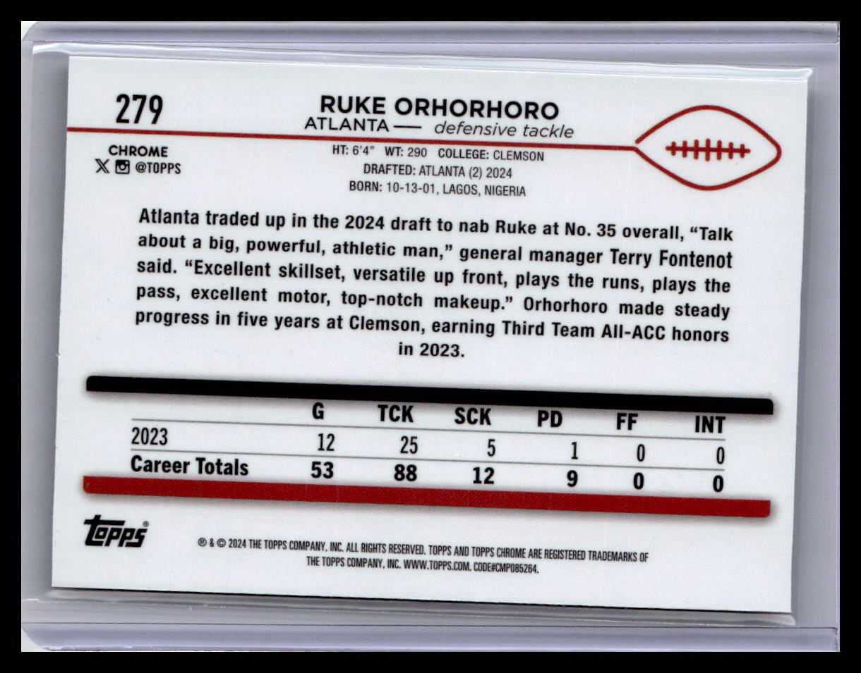2024 Topps Chrome #279 Ruke Orhorhoro X-Fractor