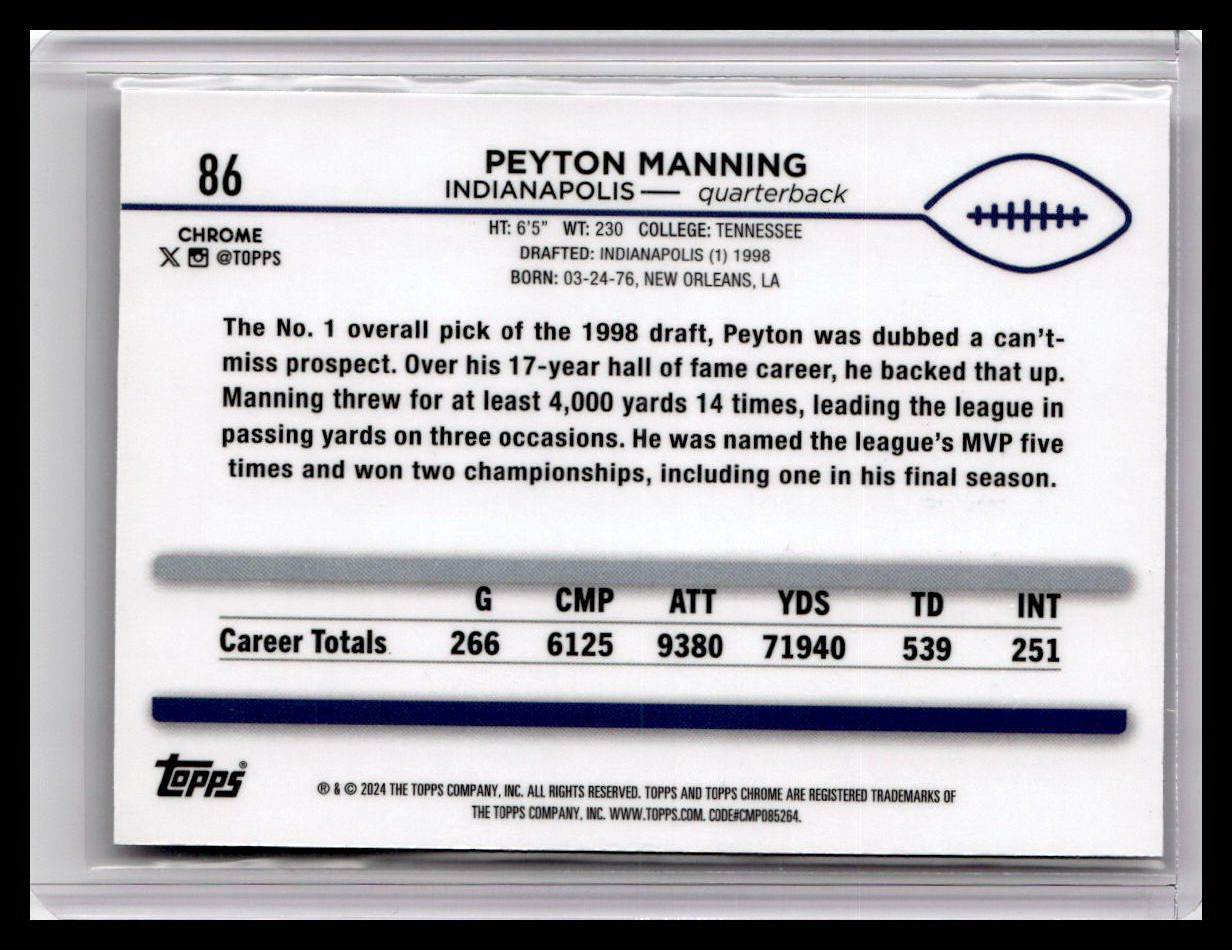 2024 Topps Chrome #86 Peyton Manning X-Fractor