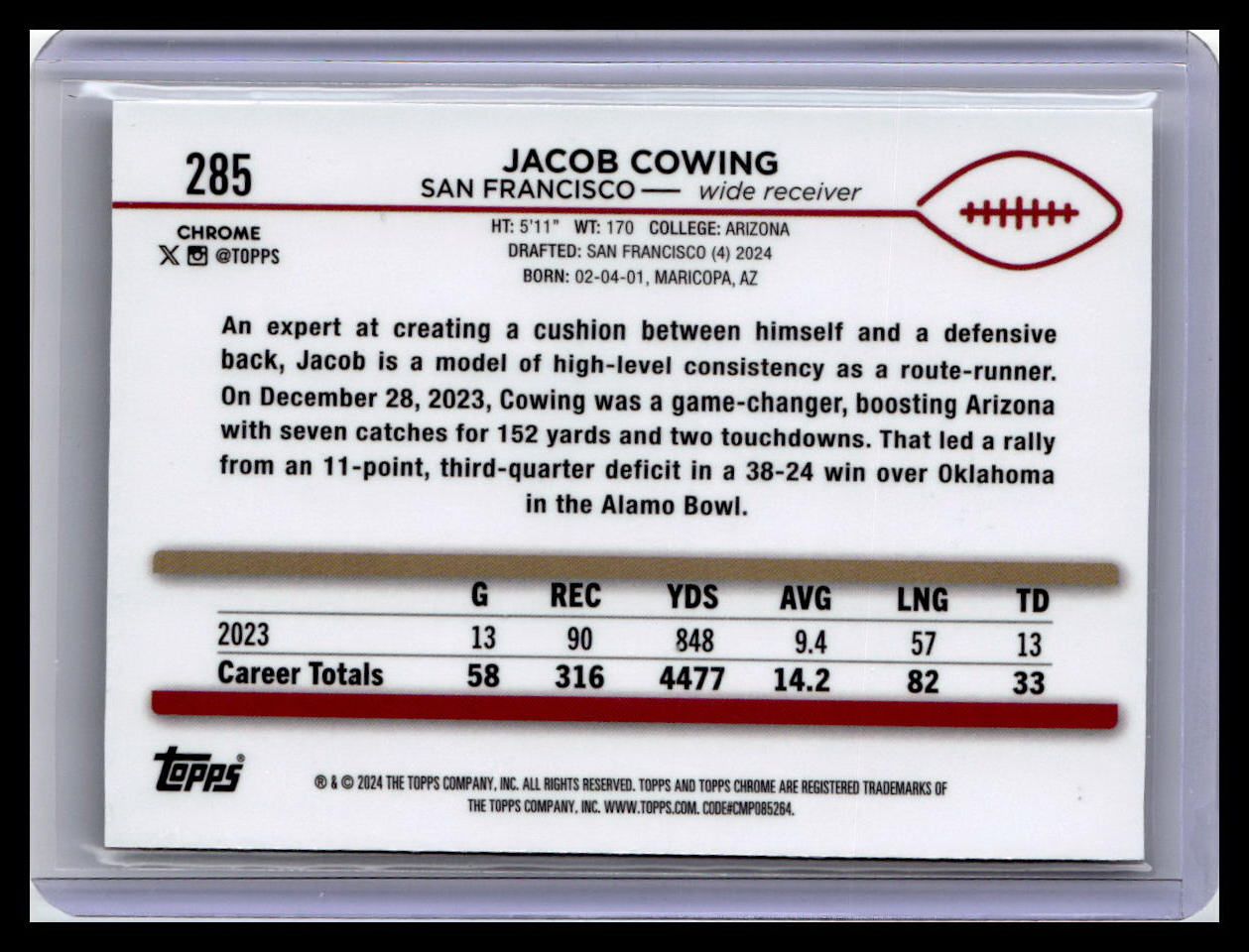2024 Topps Chrome #285 Jacob Cowing X-Fractor