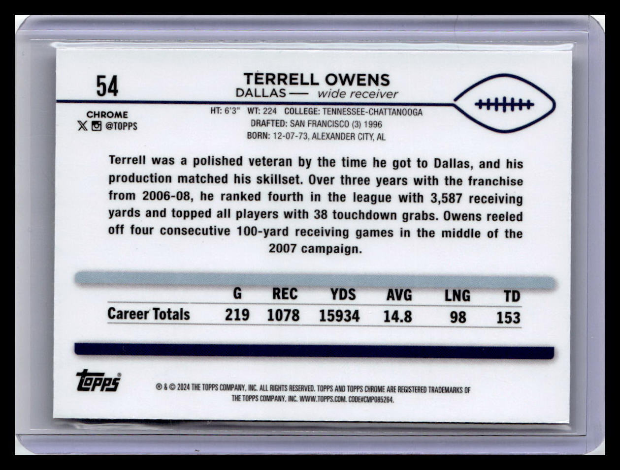 2024 Topps Chrome #54 Terrell Owens X-Fractor