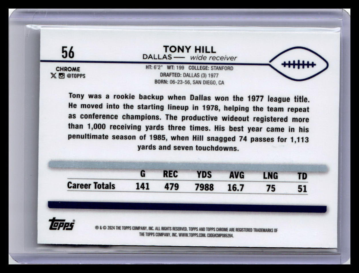 2024 Topps Chrome #56 Tony Hill X-Fractor
