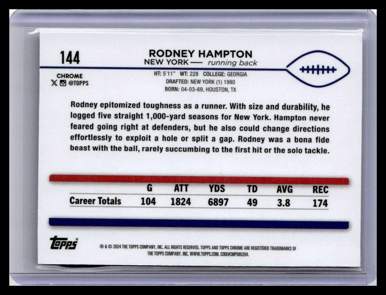 2024 Topps Chrome #144 Rodney Hampton X-Fractor