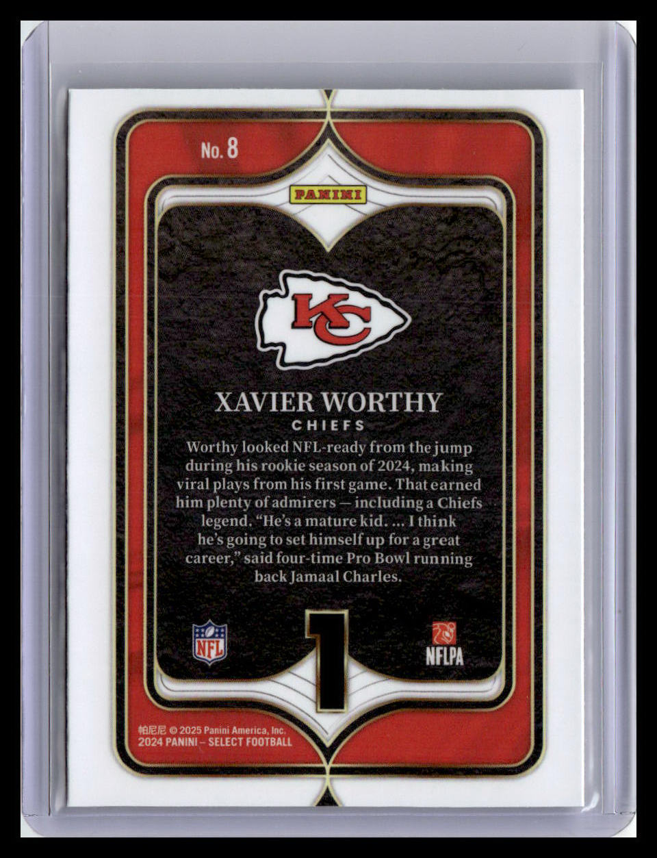 2024 Panini Select #8 Xavier Worthy Select Numbers