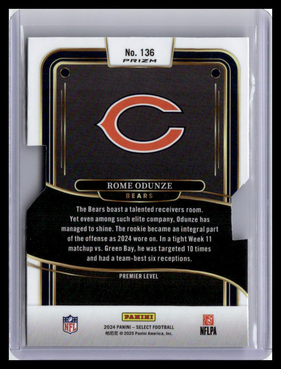 2024 Panini Select #136 Rome Odunze Silver Prizm Die Cut