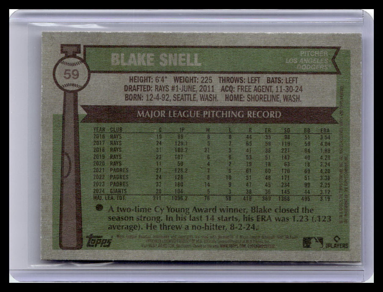 2025 Topps Heritage #59 Blake Snell
