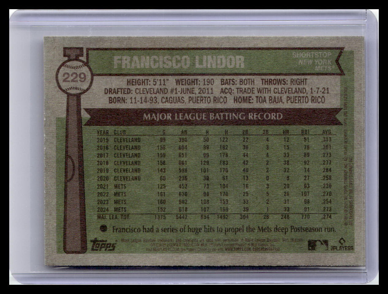 2025 Topps Heritage #229 Francisco Lindor