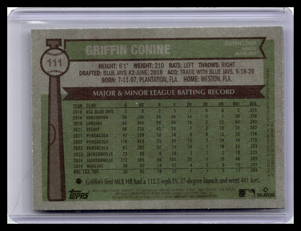2025 Topps Heritage #111 Griffin Conine