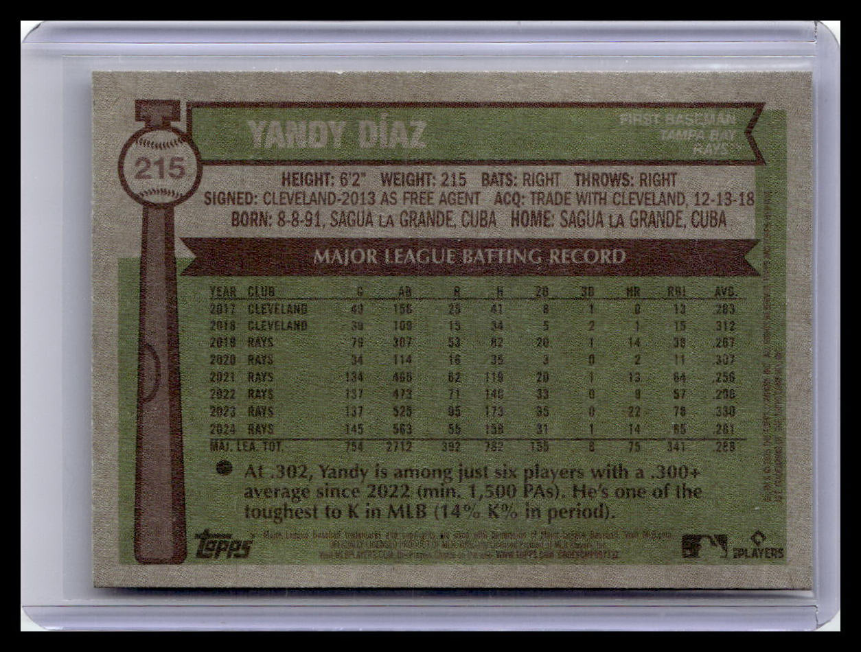 2025 Topps Heritage #215 Yandy Díaz