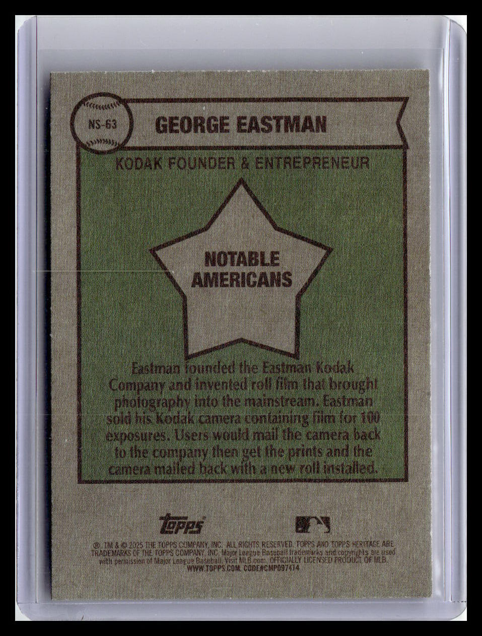 2025 Topps Heritage #NS-63 George Eastman Notable Americans
