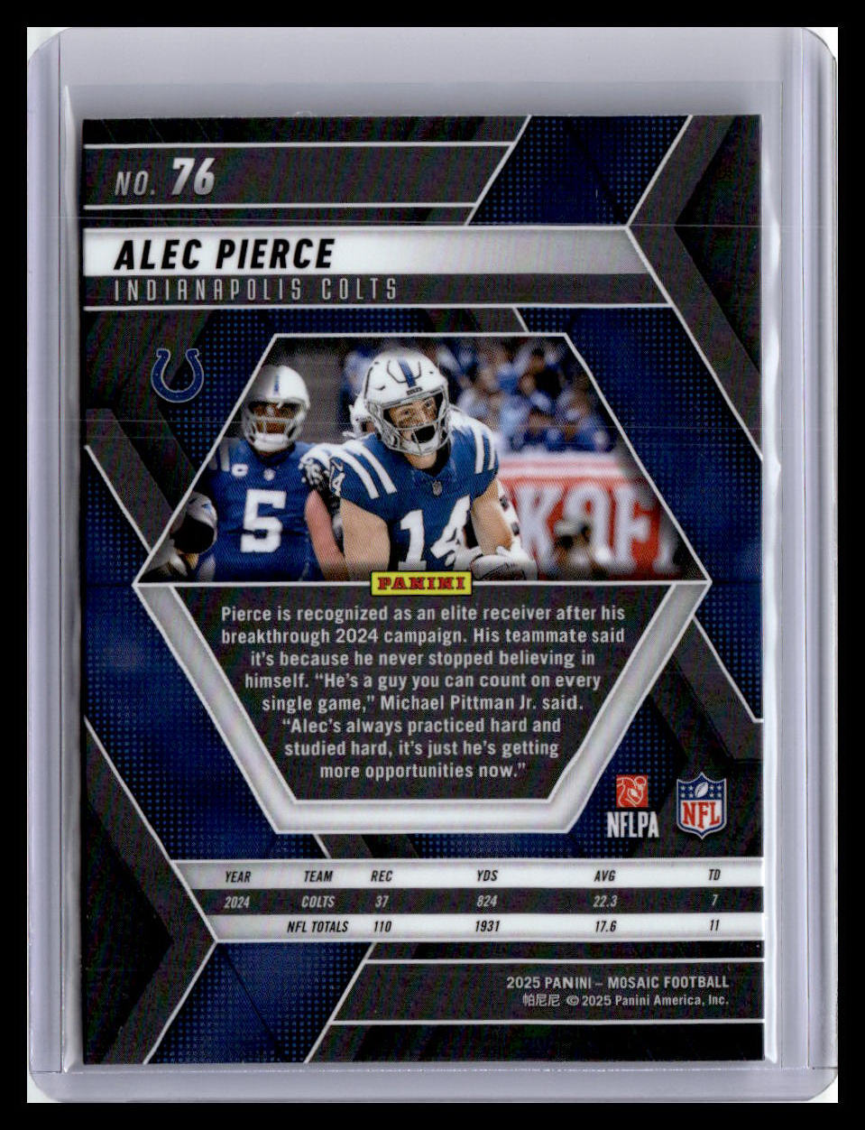 2025 Panini Mosaic #76 Alec Pierce